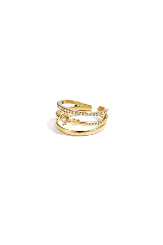 3 - layer ring with stones - Velaris Femme