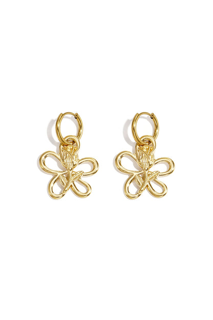 Elegant Gold Drop Earrings for Women - Romantic Floral Design