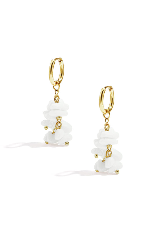 Small hoop earrings with dangling stones and beads