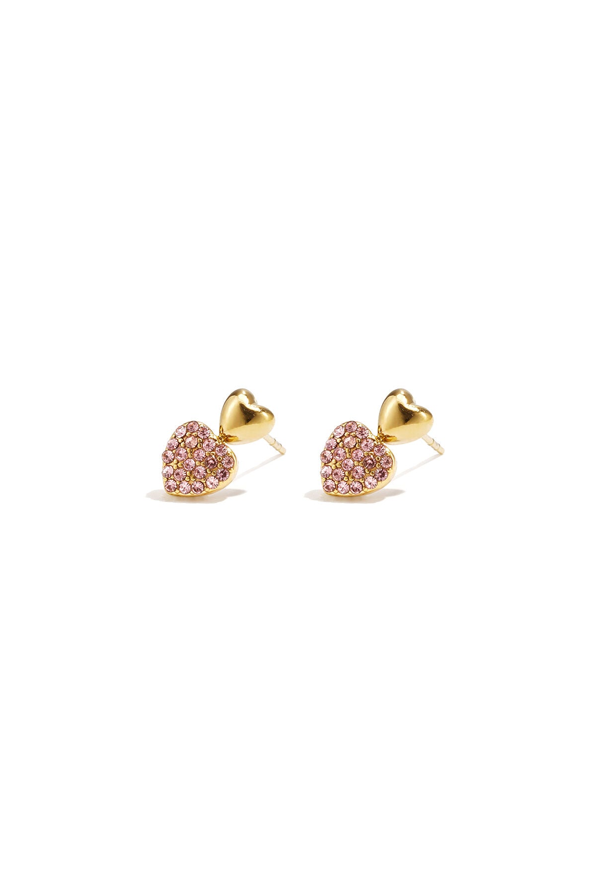 Heart stud earrings with stones