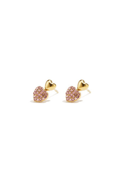 Heart stud earrings with stones