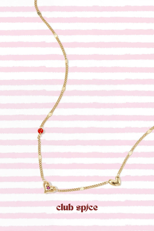 Necklace with hearts stones and pattern