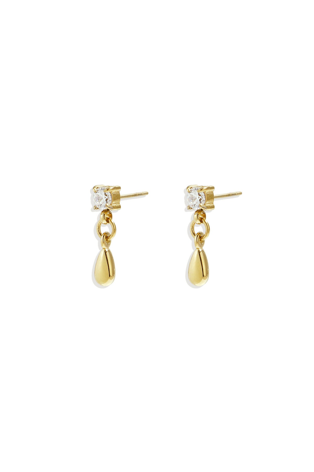 Stud earrings with dangling drop