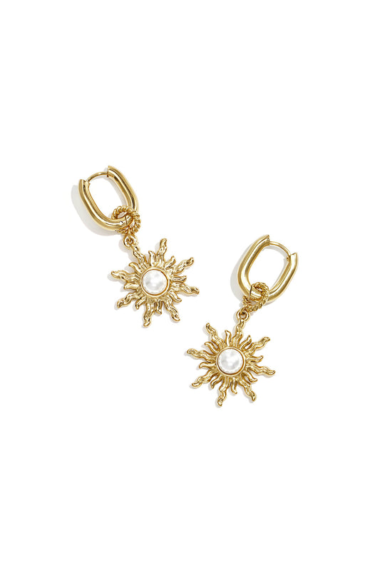 Squoval earrings with boho sun charm