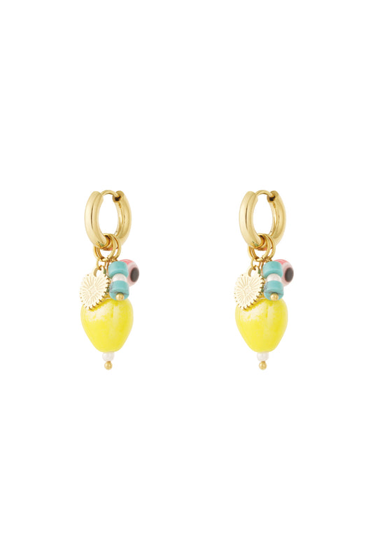 Charming 14K Gold Plated Heart Drop Earrings
