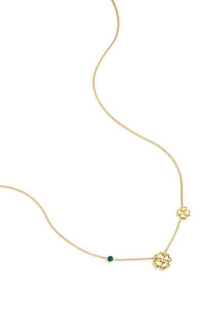 Elegant Stainless Steel Clover Pendant Necklace - Pink & Green