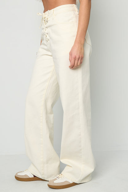 Lace Up Denim Jeans
