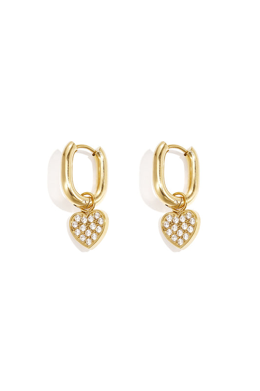 Squoval earrings with set heart charms