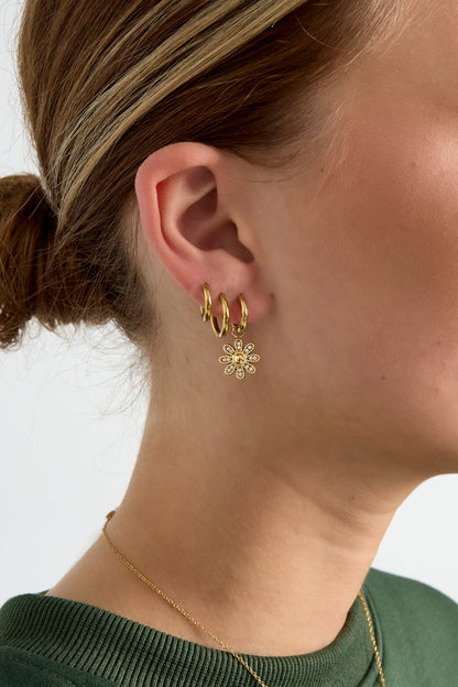 Elegant 14K Gold Plated Flower Drop Earrings for Everyday Wear