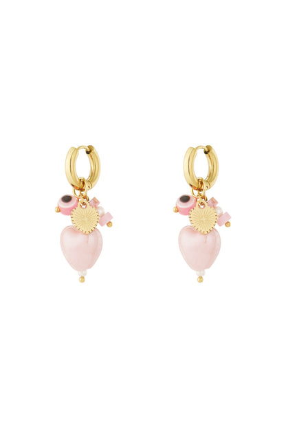 Charming 14K Gold Plated Heart Drop Earrings