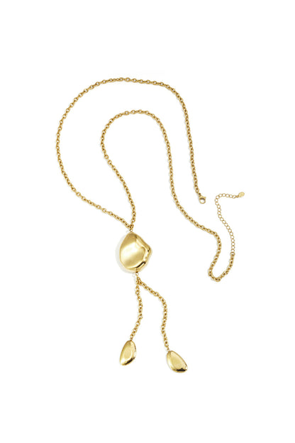Long necklace with organic shape beads