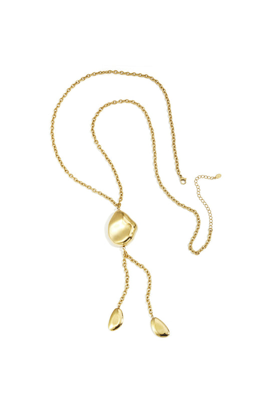 Long necklace with organic shape beads