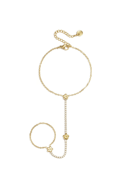 Tennis-style handchain with flowers