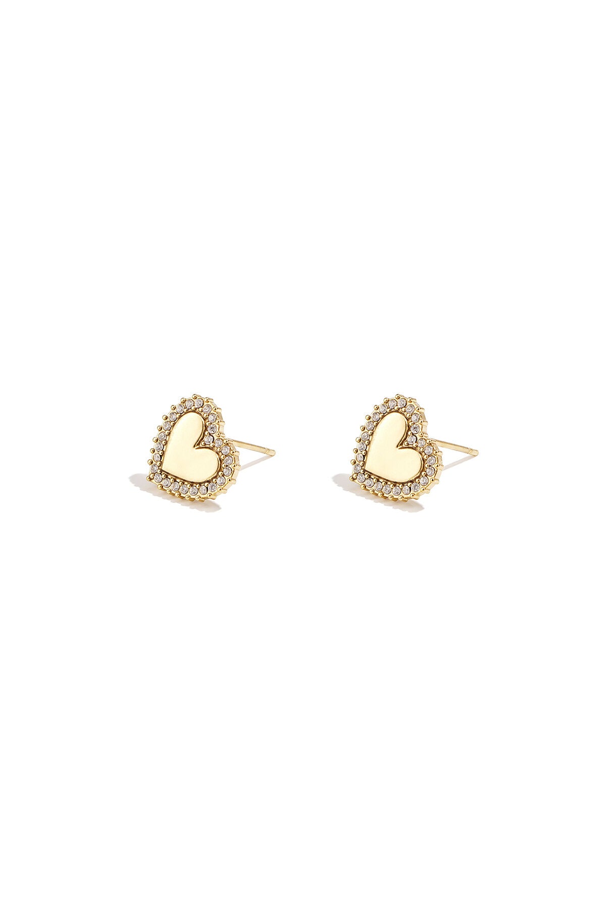 Heart-shaped stud earrings with set edges