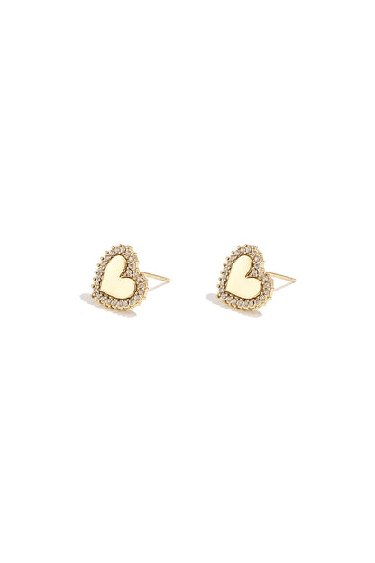 Heart-shaped stud earrings with set edges