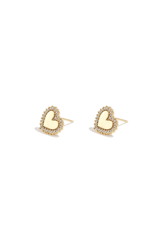Heart-shaped stud earrings with set edges