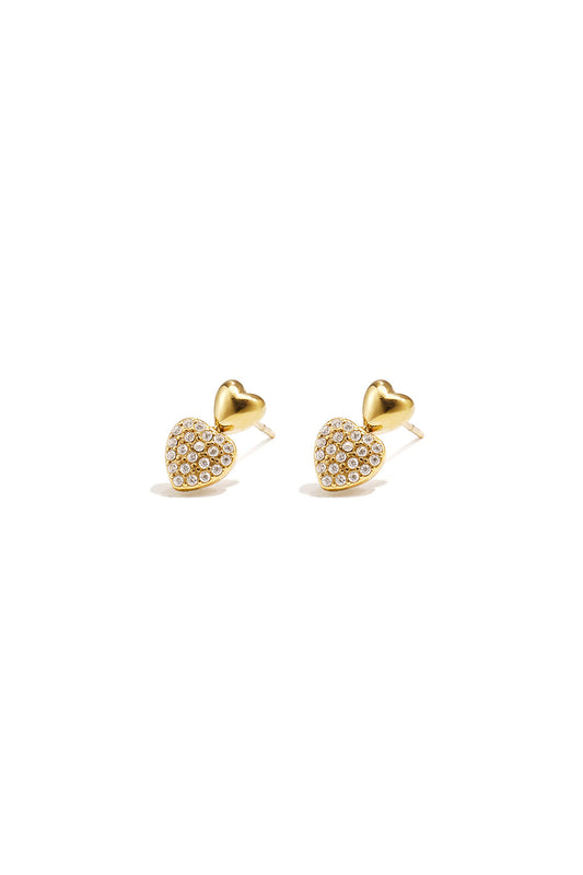 Heart stud earrings with stones