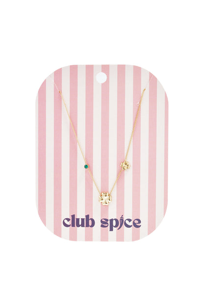 Elegant Stainless Steel Clover Pendant Necklace - Pink & Green