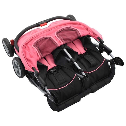 Tweelingkinderwagen Staal En Zwart