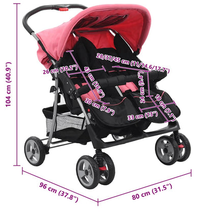 Tweelingkinderwagen Staal En Zwart