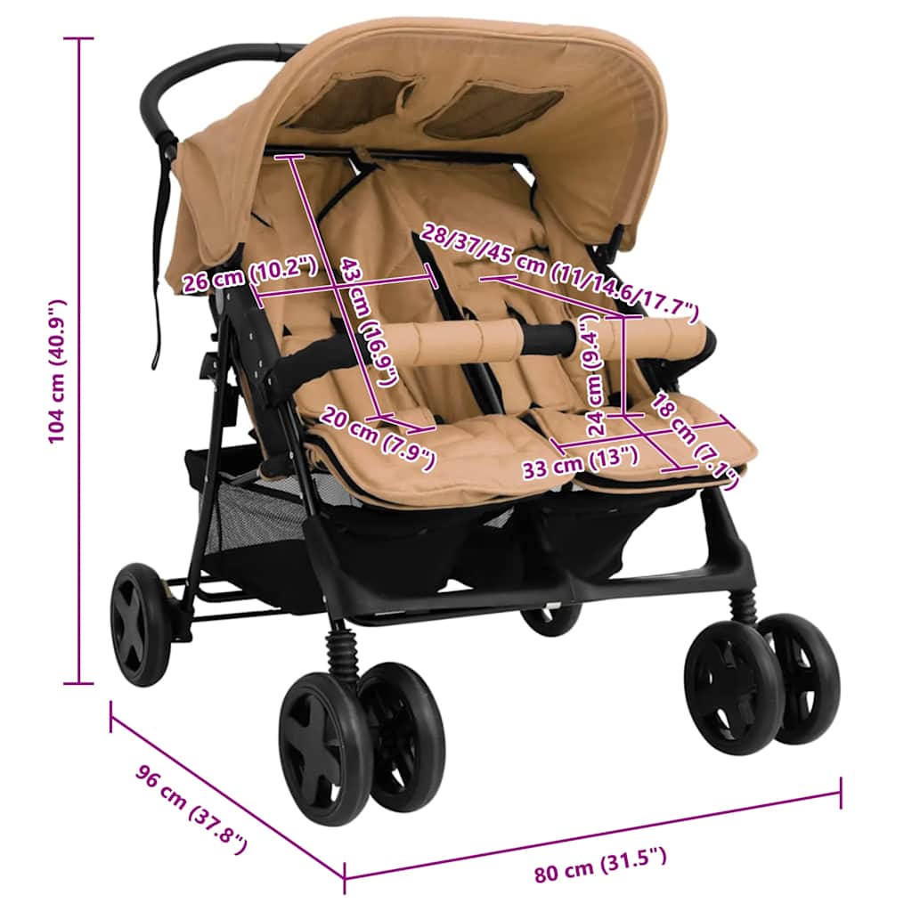 Tweelingkinderwagen Staal
