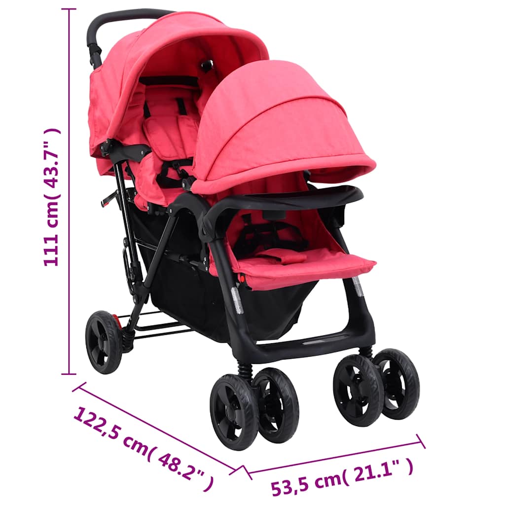 Tweelingkinderwagen Tandem Staal