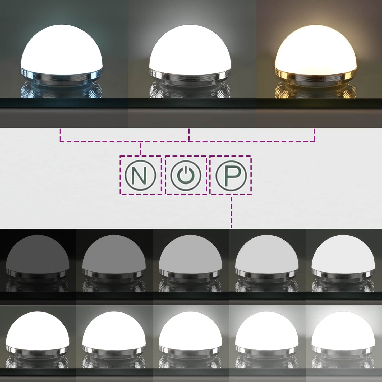 Led Make-Up Spiegel Wit 50 X 10 X 44 Cm Glas En Staal