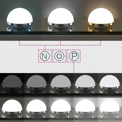Led Make-Up Spiegel Wit 50 X 10 X 44 Cm Glas En Staal