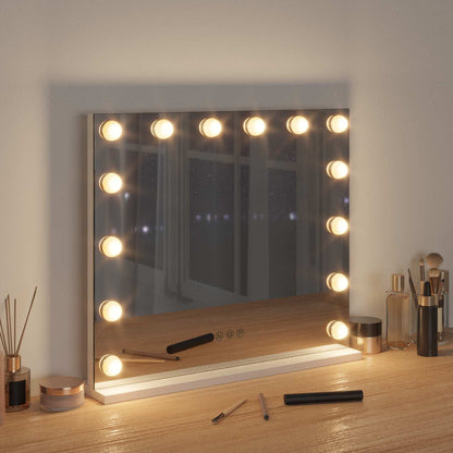 Led Make-Up Spiegel Wit 50 X 10 X 44 Cm Glas En Staal