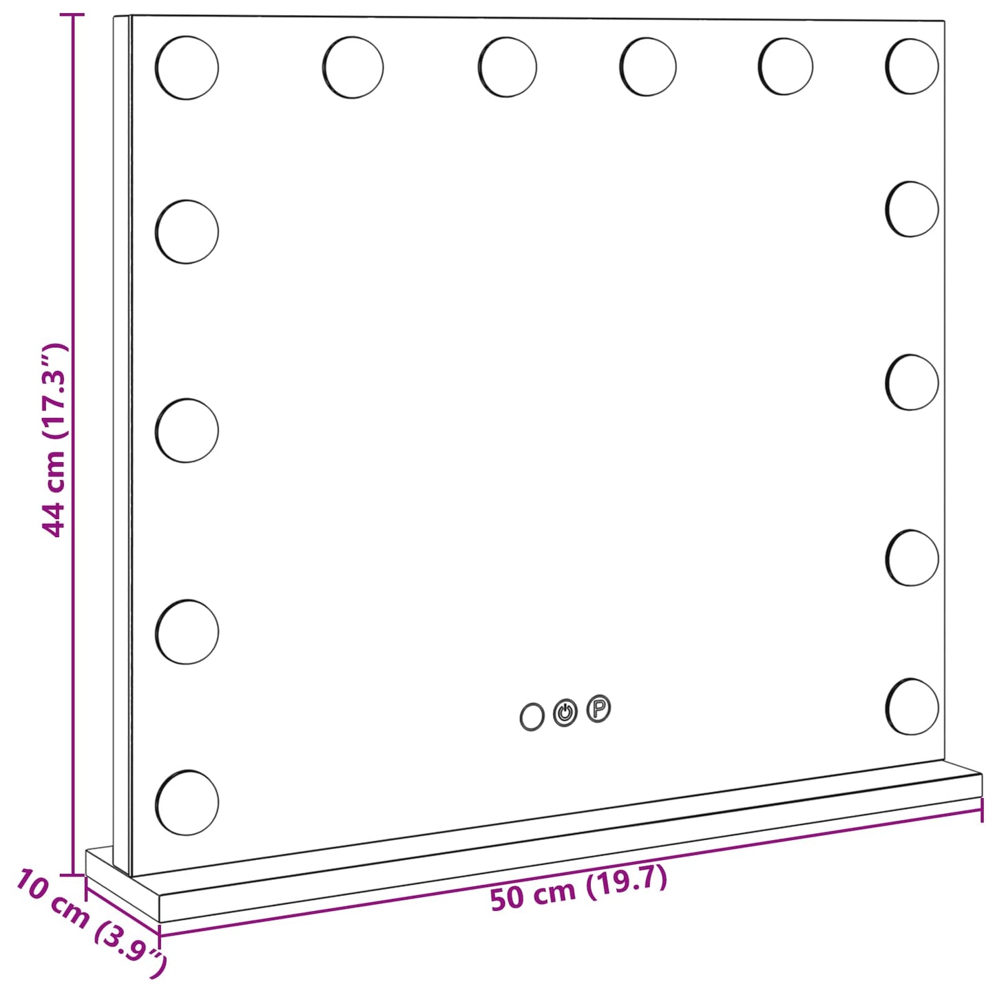 Led Make-Up Spiegel Wit 50 X 10 X 44 Cm Glas En Staal