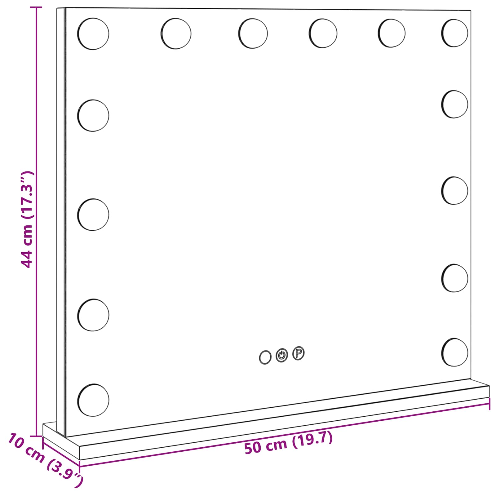 Led Make-Up Spiegel Wit 50 X 10 X 44 Cm Glas En Staal