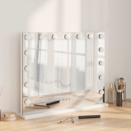 Led Make-Up Spiegel Wit 50 X 10 X 44 Cm Glas En Staal