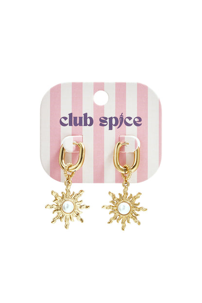 Squoval earrings with boho sun charm