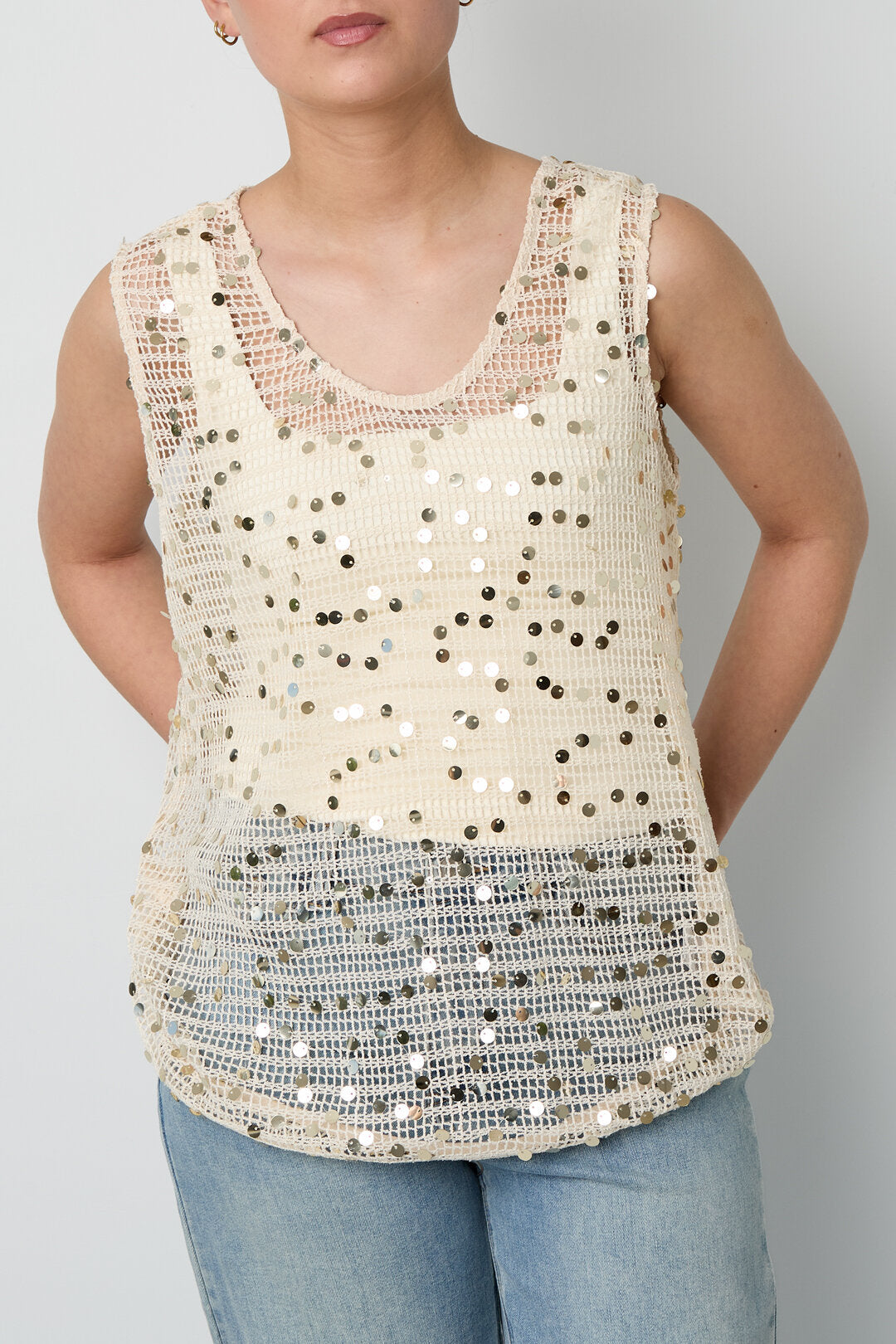 Crocheted beach top with glitter detail