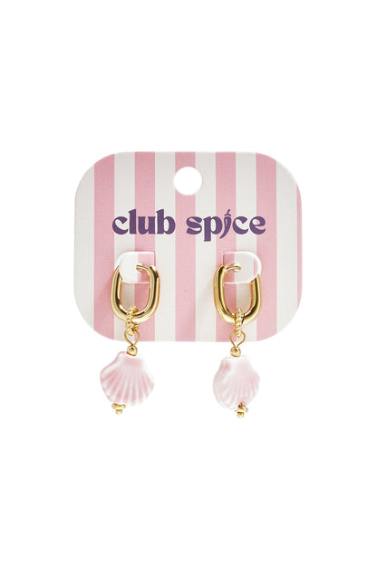Squoval earrings with dangling shell