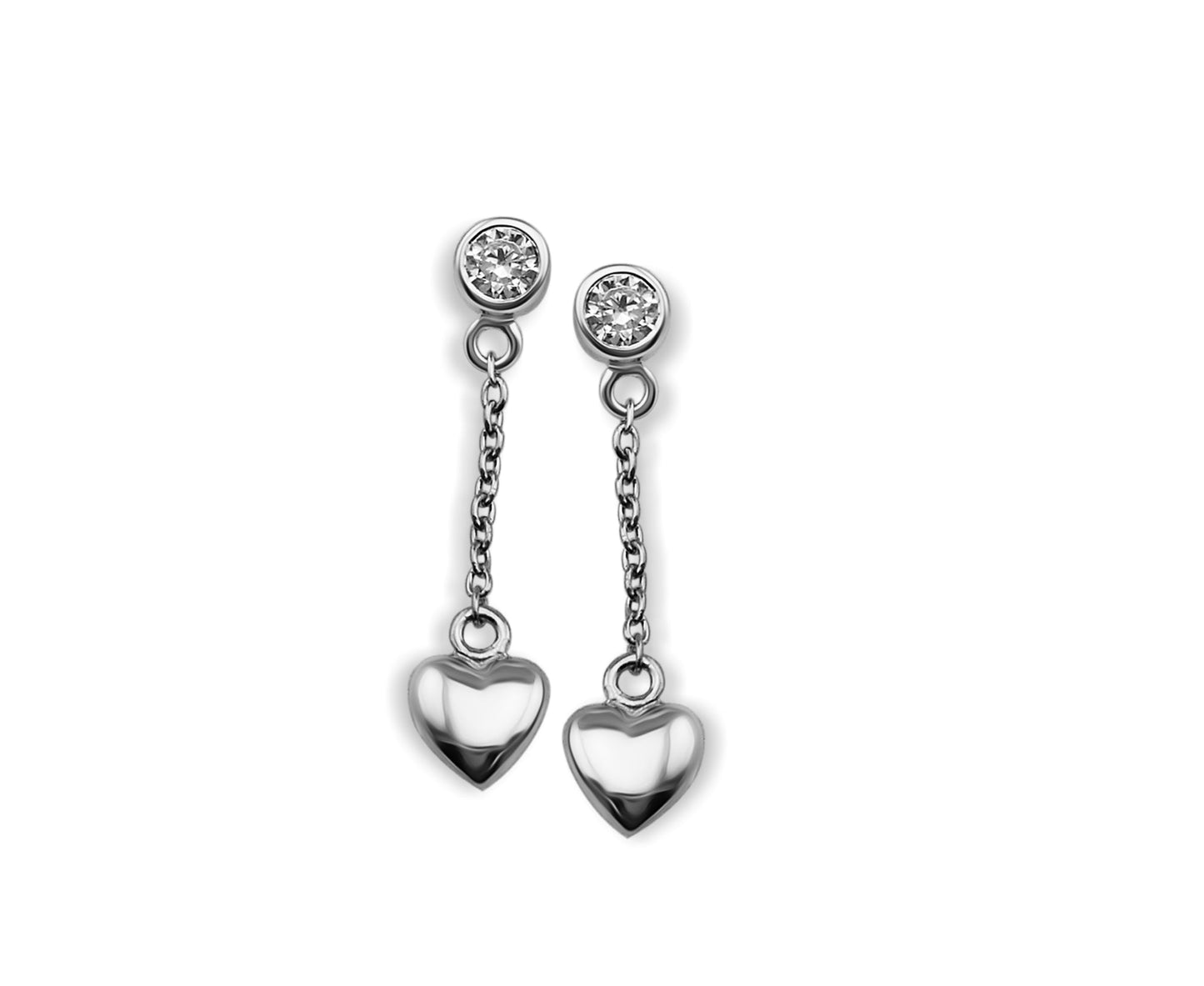 Oorhangers Hart 3D aan Ketting Zilver JE008S-0