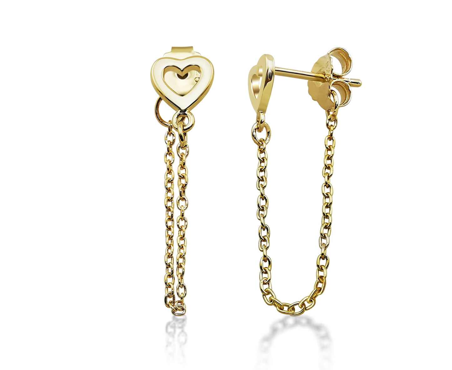 Oorhangers Open Hart met Ketting Goudkleur JE022G-0