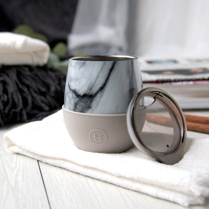 White Marble Tumbler-Eucalyptus 8 OZ