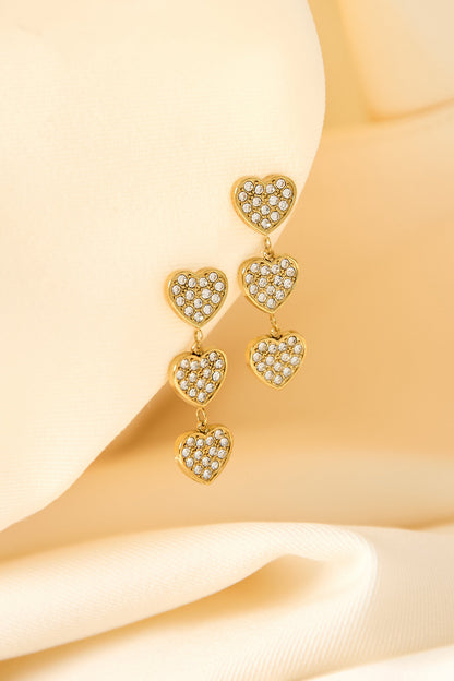 Stylish Gold Color Heart Dangle Earrings for Everyday Glam