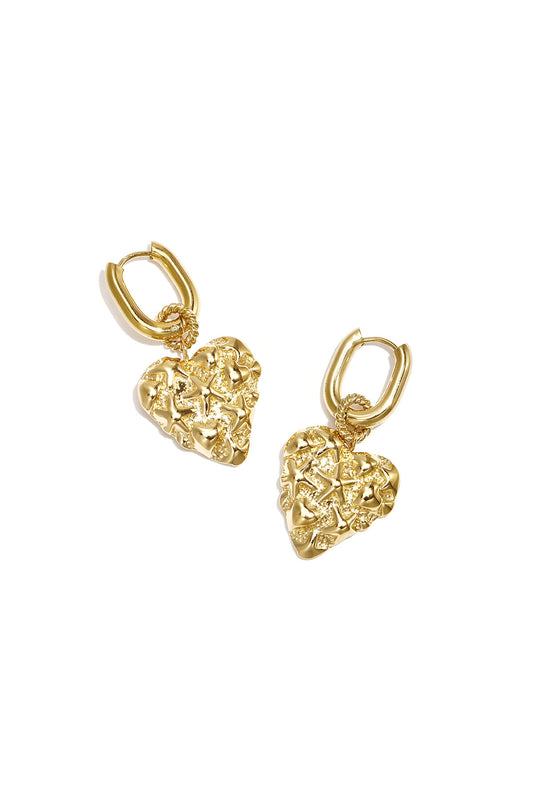 Squoval earrings with heart with star pattern