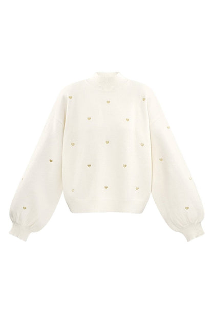 Acrylic Knit Sweater Casual Heart Pattern Fall/Winter - Velaris Femme