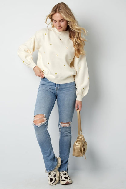 Acrylic Knit Sweater Casual Heart Pattern Fall/Winter - Velaris Femme
