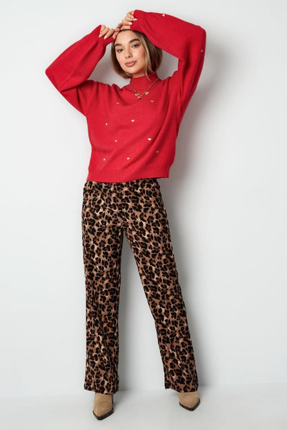 Acrylic Knit Sweater Casual Heart Pattern Fall/Winter - Velaris Femme