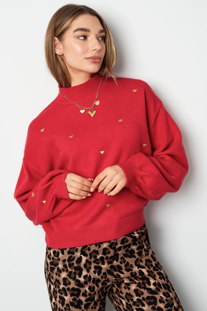Acrylic Knit Sweater Casual Heart Pattern Fall/Winter - Velaris Femme