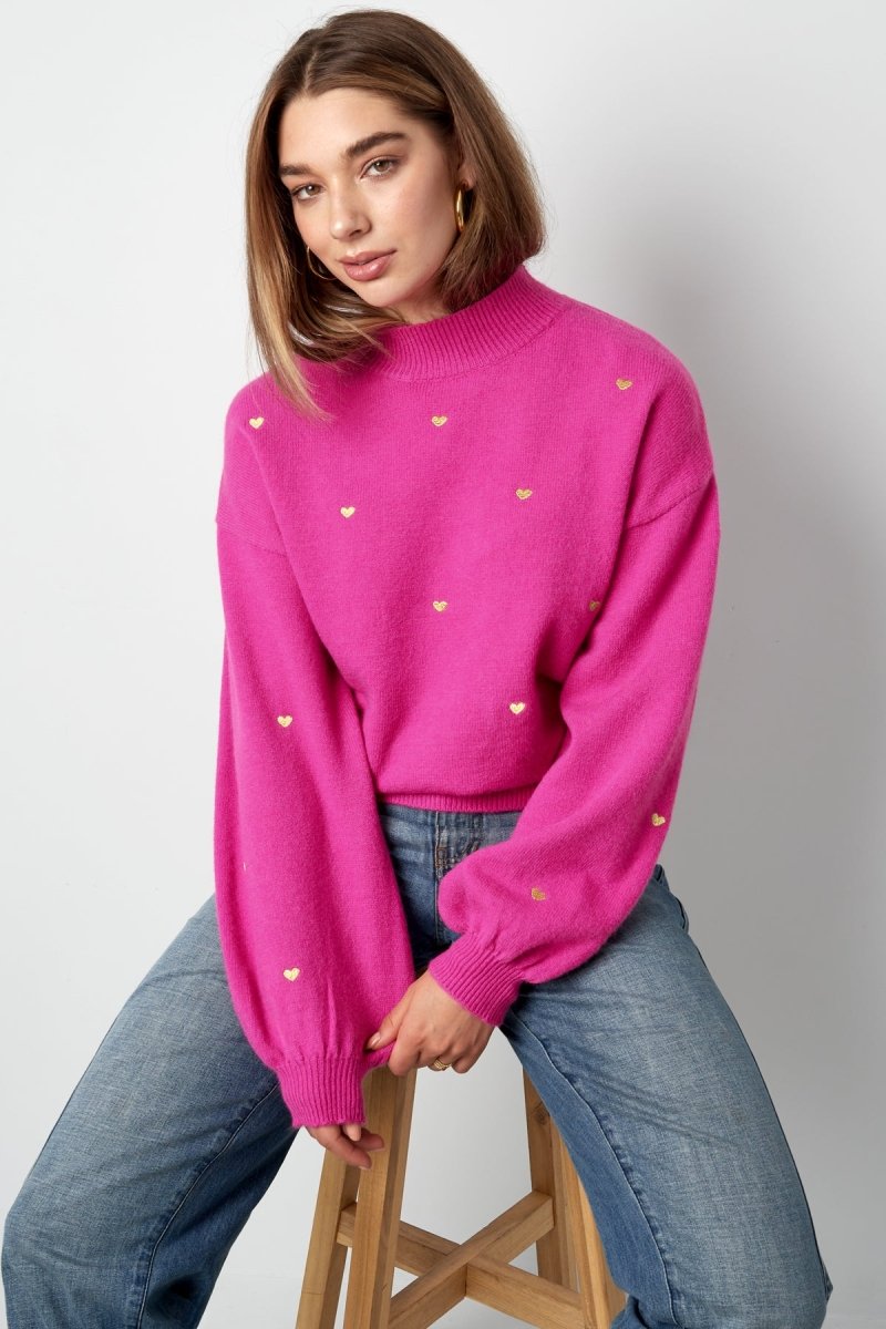 Acrylic Knit Sweater Casual Heart Pattern Fall/Winter - Velaris Femme