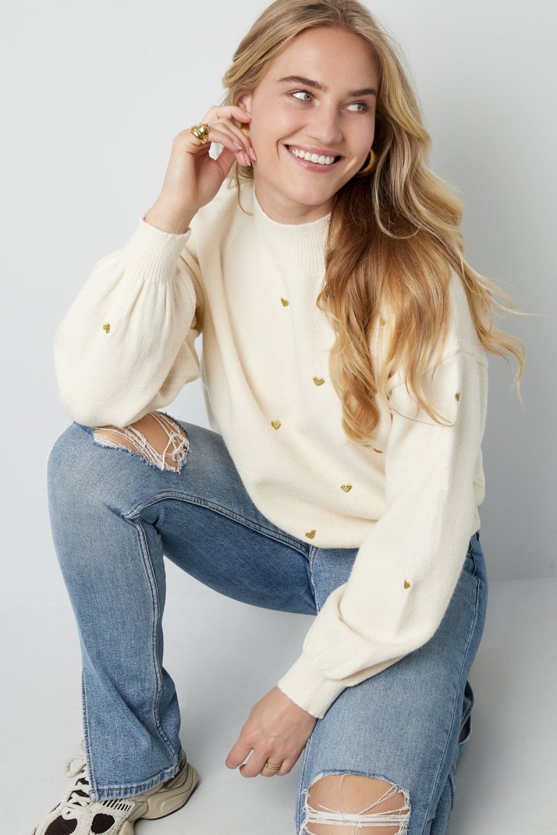 Acrylic Knit Sweater Casual Heart Pattern Fall/Winter - Velaris Femme