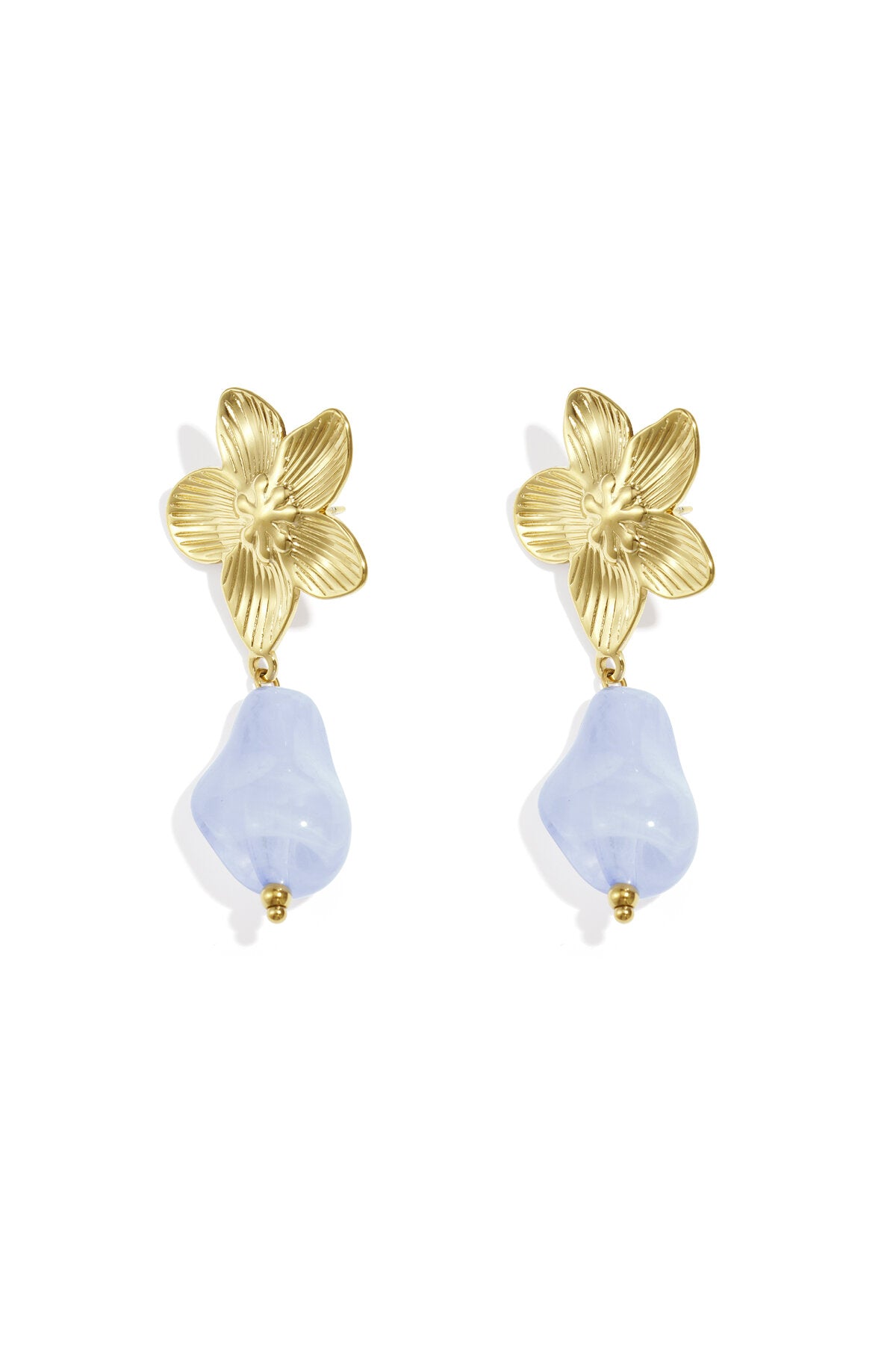 Flower earrings with organic bead