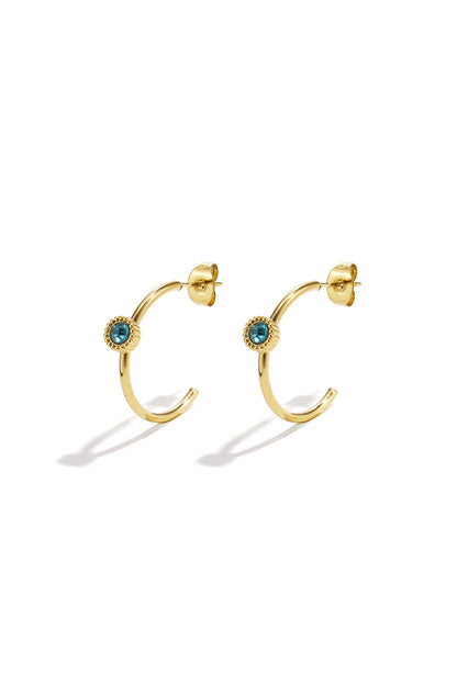 Hoop earrings with round stone