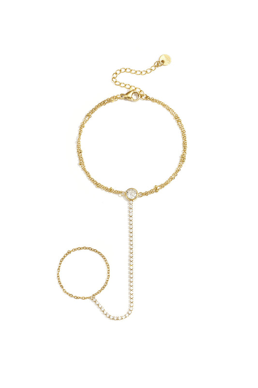 Handchain tennis-style with statement stone