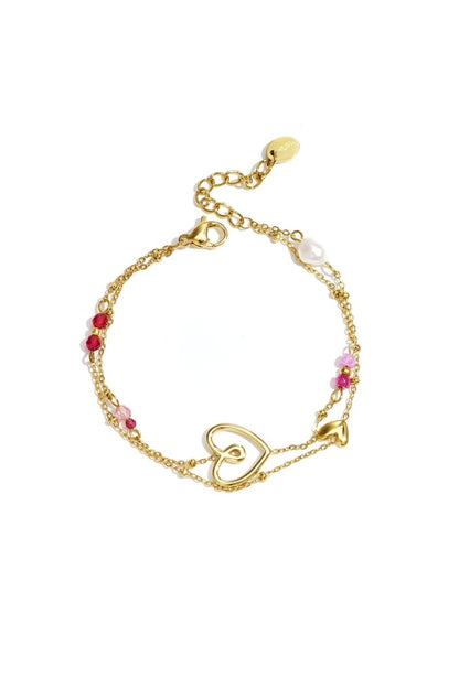 Bracelet with playful heart, beads and pearl - Velaris Femme